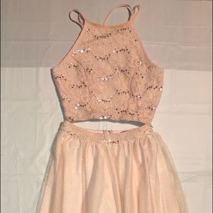 Salmon 2 Piece Prom Dress